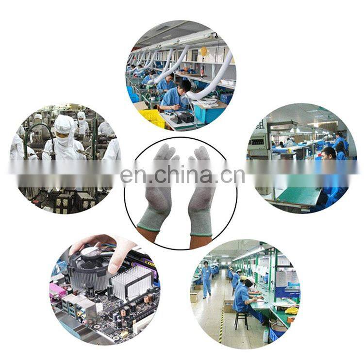 13 Gauge seamless ESD Nylon Carbon White PU Coated Palm Fit Glove Antistatic ESD carbon fiber Gloves