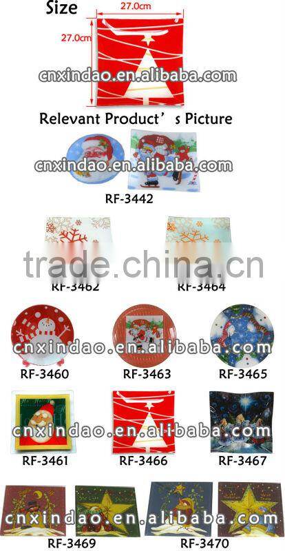 Professional Christmas Designed Glass Fruit Plate with Sqaure Shape for Glass Plate Wholesale