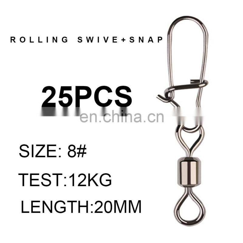 500PCS Stainless Steel Fishing Connector Pin Bearing Rolling Swivel Snap  fishing split ring other fishing products