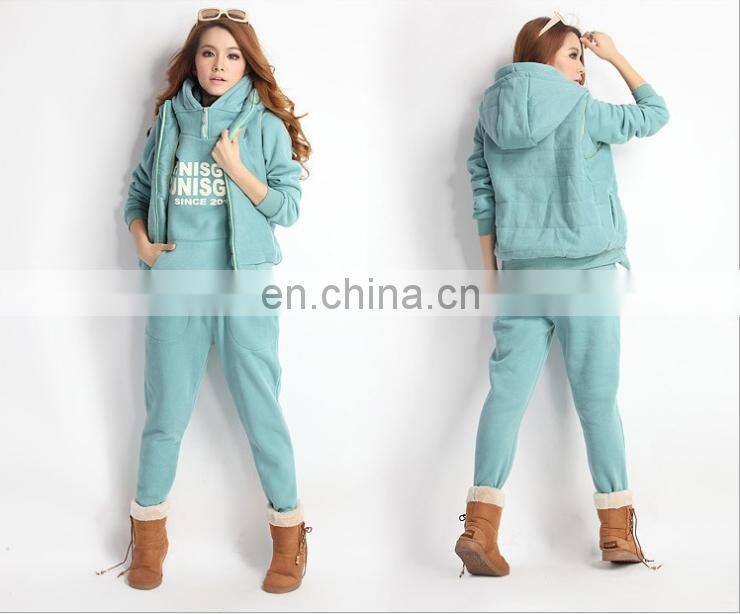 Wholesale Custom Women's suit new casual comfort three-piece set with velvet warm home fashion sweater vest