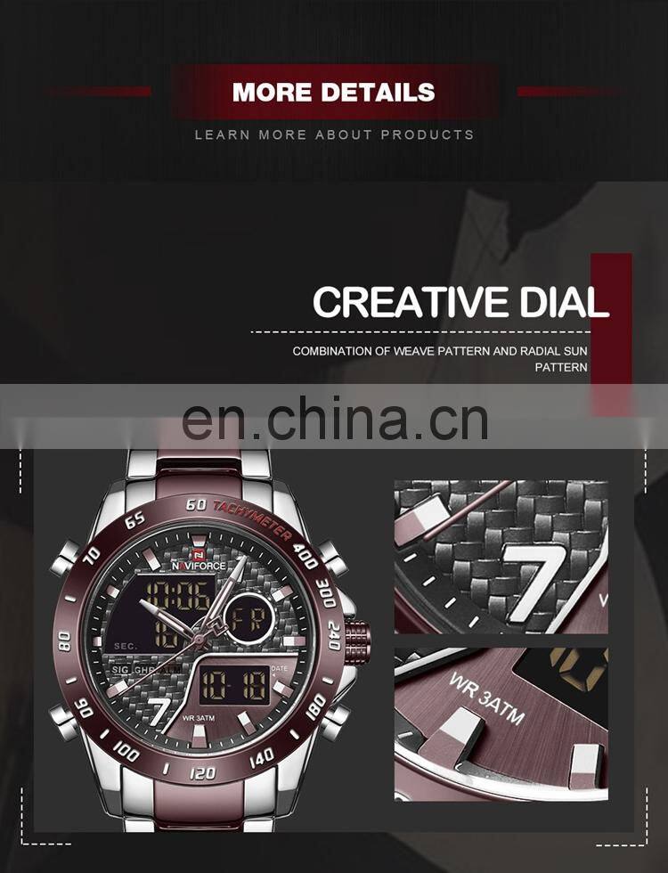 NAVIFORCE NF9171 Luxury Man Wrist Watches Japan Quartz Digital Gold Time Original Charm Watch