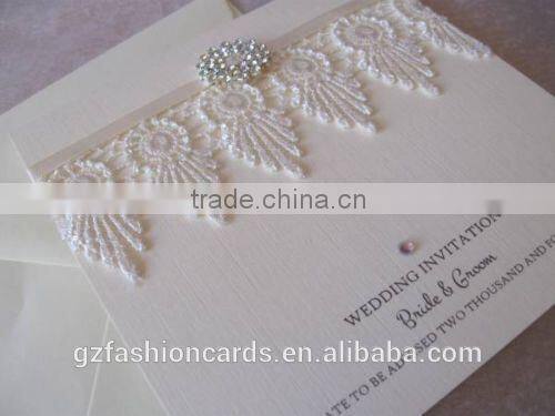 Custom Personal Lace Wedding Invitation with Buckle
