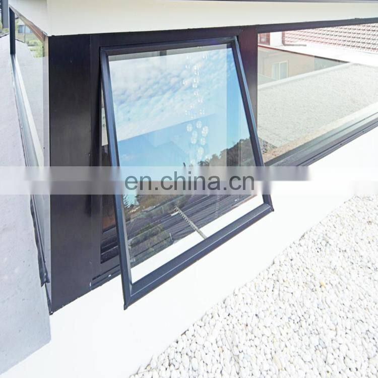 AS2047 CE drop arm window awning double tempered Frosted glass awning window with stainless steel mosquito screen