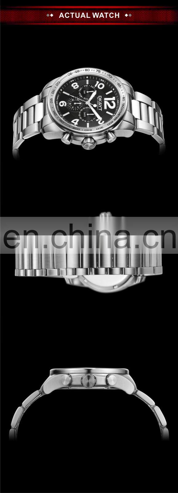 Customized Own Branded Luxury Classic Quartz Watch Full Black Solid Stainless Steel Metal Wristband Watch