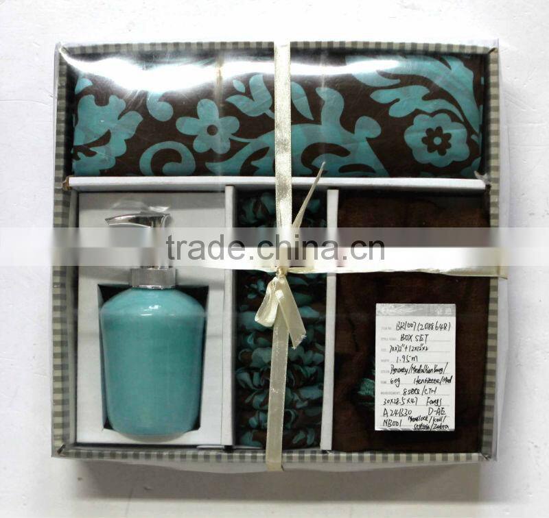 Bath Room Set With Shower Curtain,Ceramic,Towel