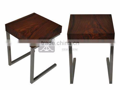 CT-007 Special Design Stainless Steel Side Table With Wood Top