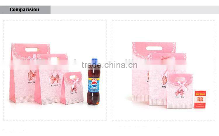 pink promotional button closure gift paper bag