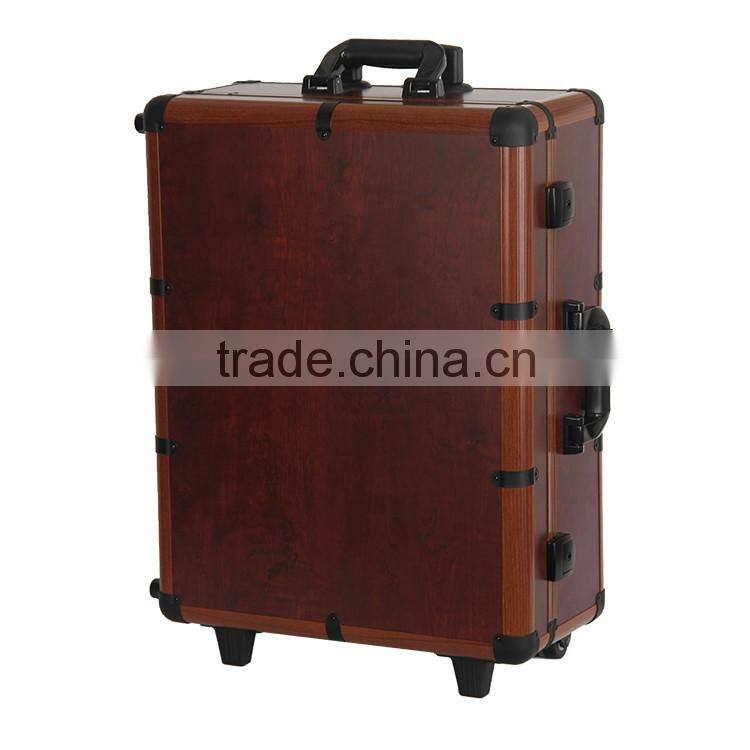 Lighted aluminum makeup case with legs with 4 universal wheels