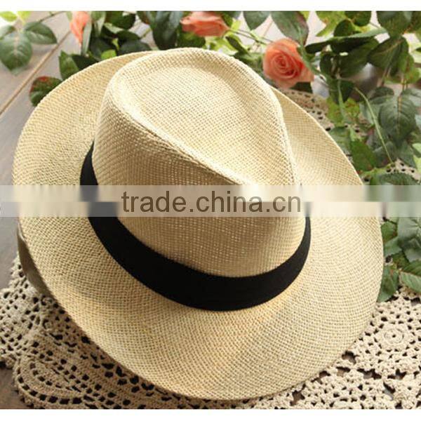 Promotion cheap plain wholesale straw cowboy hats ladies straw hats Beach shading Unisex cowboy straw hat