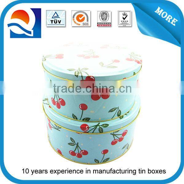Factory directly round cake tin box set cookie tin box set manufacture