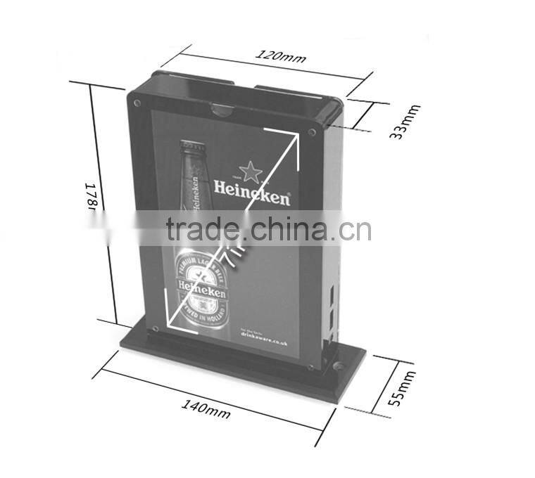 Fashionable acrylic 15000mAh menu stand advertising power bank for restaurant/ cafe / bars