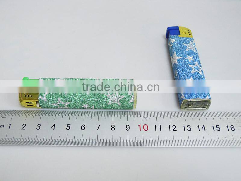 Latest diamond ignition gold head windproof electronic cigarette custom sticker lighter