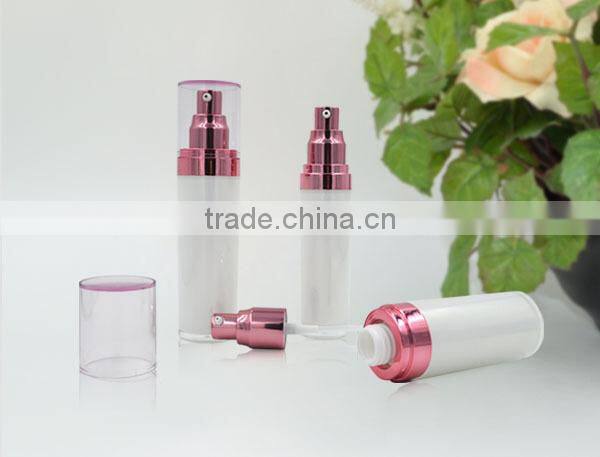 2015 Luxury Plastic Cosmetic Bottle with Aluminum Pump Top for Cosmetic Packaging
