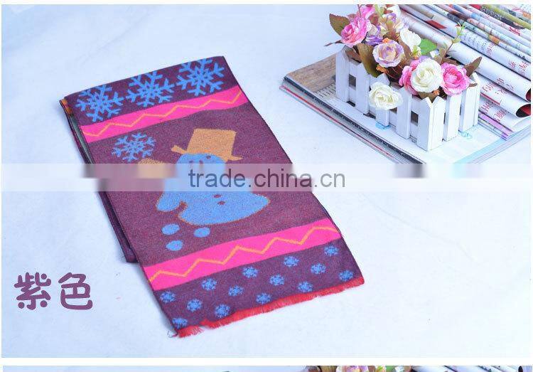 Good Quality Fashion Baby Boys Girls Snowflower and Snowman Knitted Cashmere Scarf for Christmas