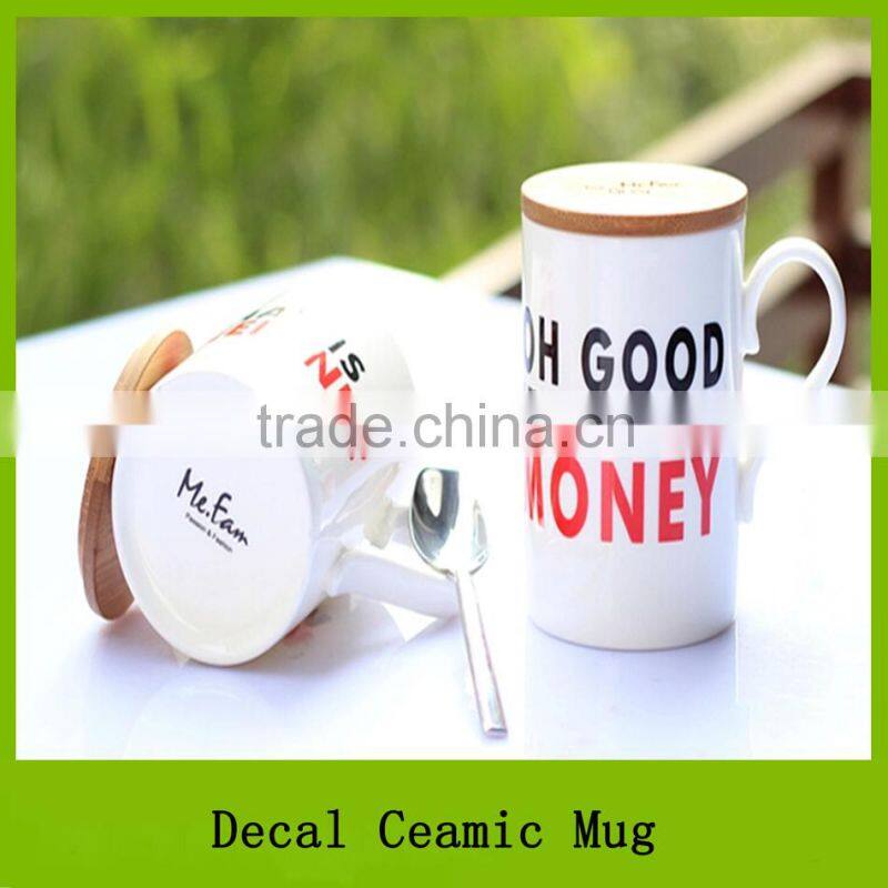 12oz wholesale white tea cups with wooden lid
