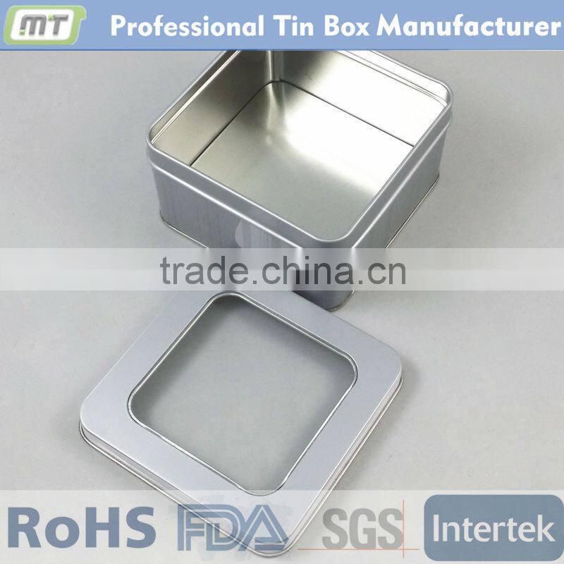cute square condom metal box with window