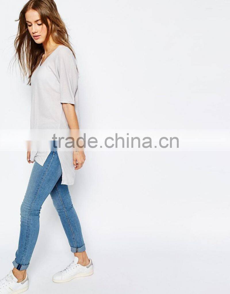 Wholesale reasoable price high quality balck 100% ctton v neck t shirt