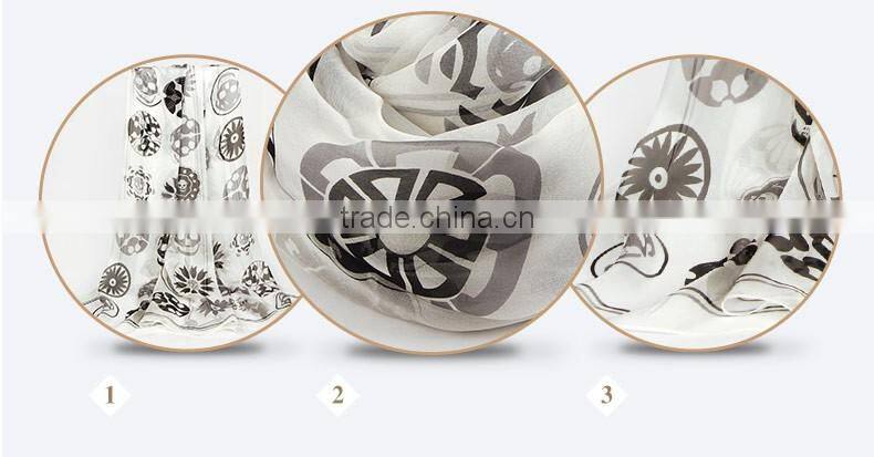 2016 hot sale digital print fashion silk scarf women's silk scarf shawl scarves