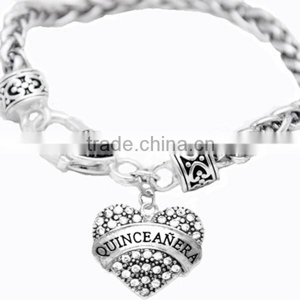 Genuine Austrian Clear Crystal DELTA DELTA DELTA SORORITY Charm Chain Link Bracelet