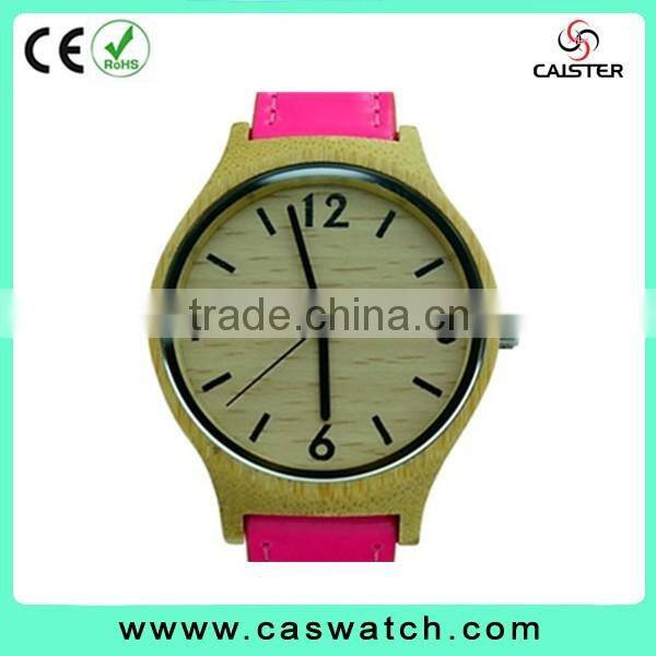 charming casual Arabic face wood watch, custom made wooden men's women's watch, wood case with red leather strap watch