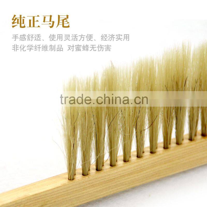 Top quality beekeeping wooden handle horsehair bee brush, Double Row bee brush horsehair beehive brush cleaning brush