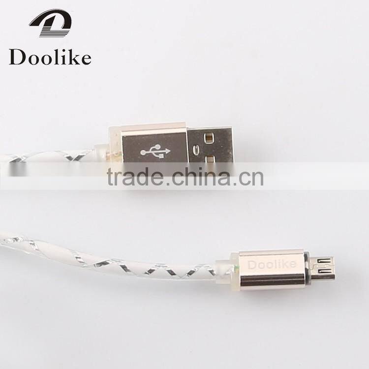 Hot selling high quality USB light Cable For Samsung Mrice USB data Cable 1m Wholesale For Iphone data Cable