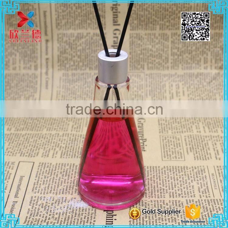 155ml Cone Shaped Clear Glass Aroma Diffuser Bottle with white screw cap