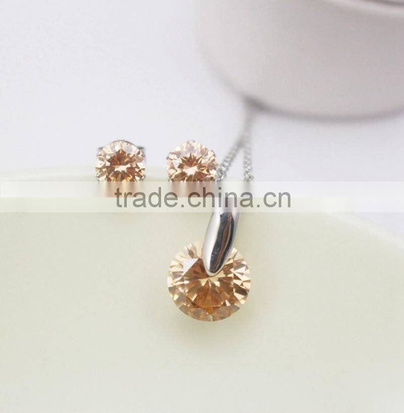 Fashion Earring Necklace Women CZ Crystal Stone Jewelry Set
