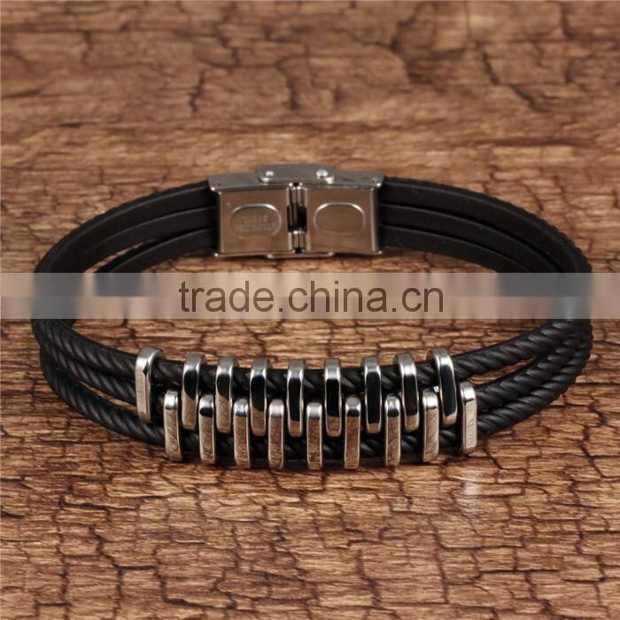 Top sale wholesale genuine silicone bracelet cool men's bracelet