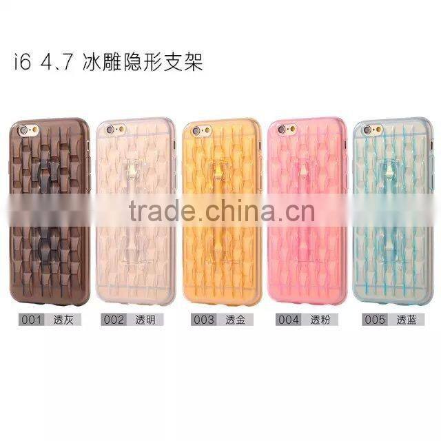 Water wave ice engraving style clear crystal case for iPhone 6 ultralslim soft rubber stand back cover