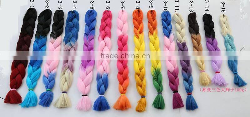 Hot Wholesale 100g 24inch High Temperature Synthetic Hair Premium Ombre Jumbo Braid