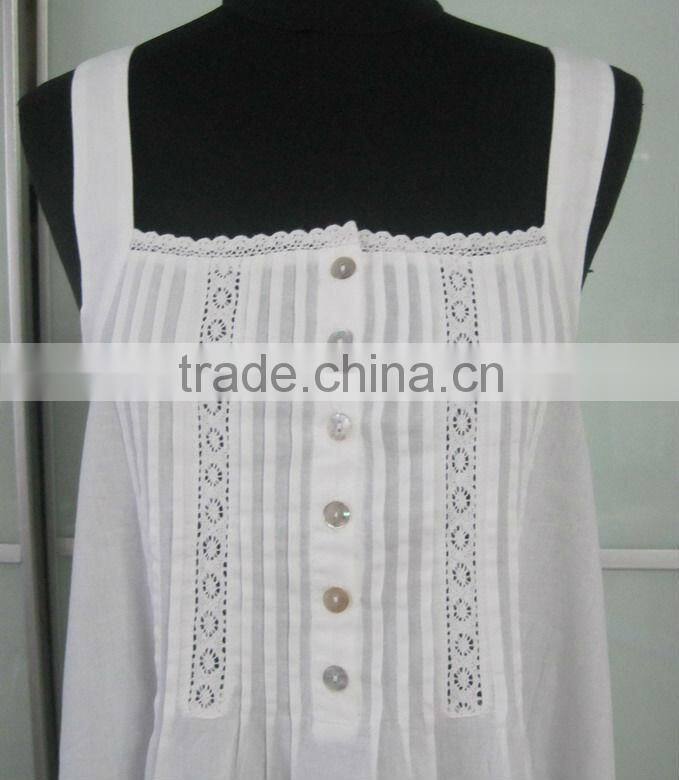 Modern Chinese White Cotton Nightdress