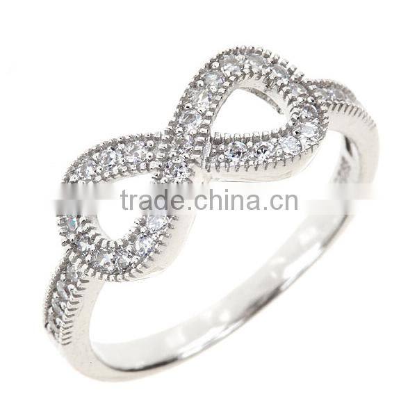 Fashion 2T Plating Solid Silver Infinity Ring High Quality 925 Sterling Silver Infinity Ring