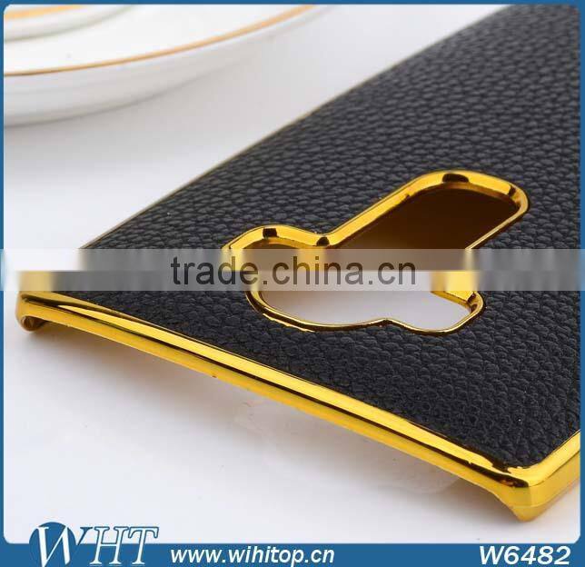 New Product Chrome Gold Side PC Leather Coated Cell Phone Case for LG G4