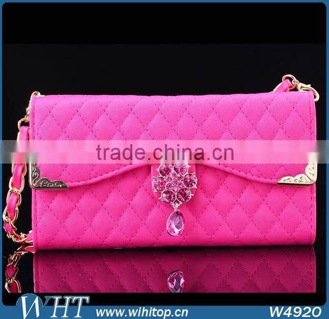 Hot New Products 2015 Trifold Design for Sony Xperia Z3 Wallet Case with Elegant Chain