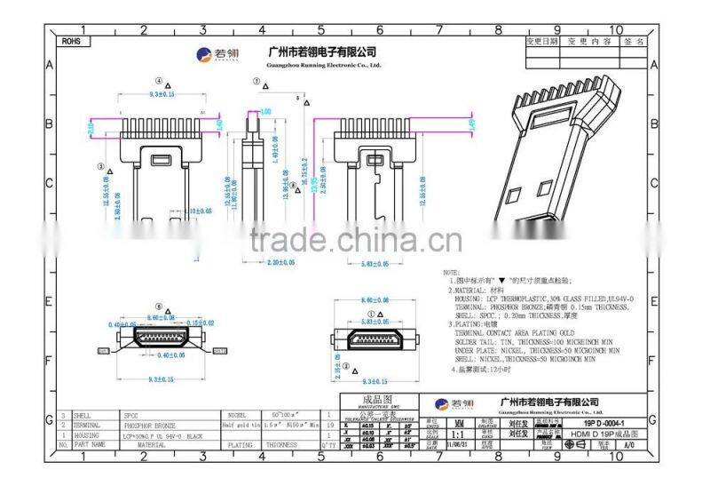 New Type Splint Micro HDMI D male Connector