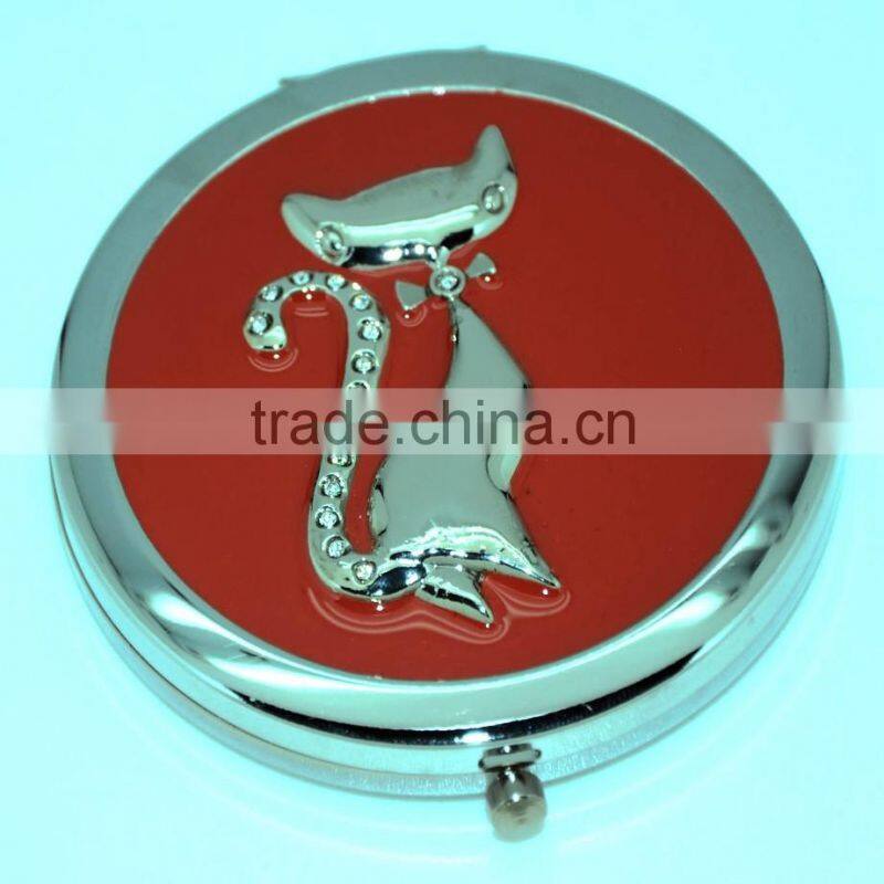 Perfect In Workmanship cut cat metal pocket mirror
