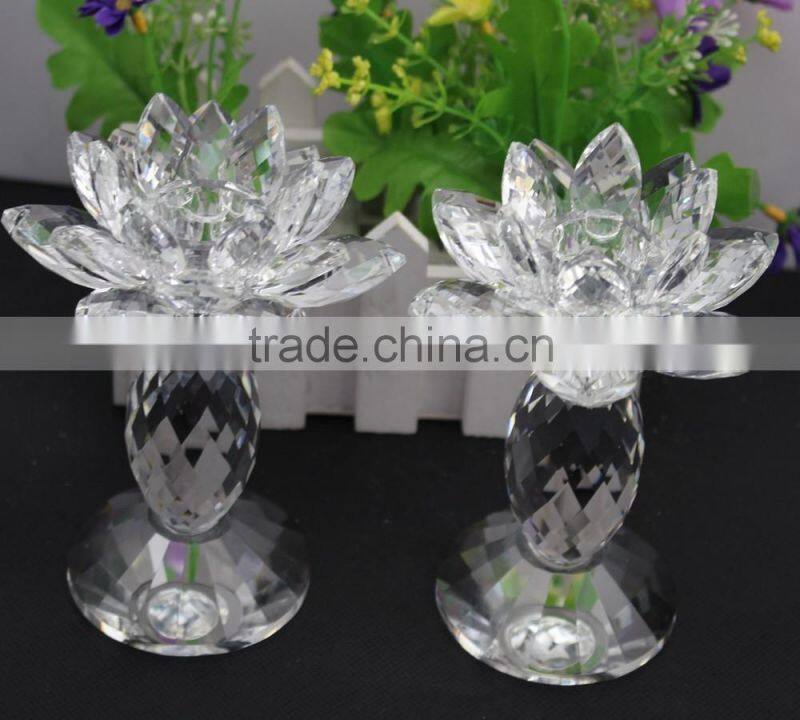 Factory firectly sale European style K9 crystal material 2016New design can be customized size crystal lotus and candle holder