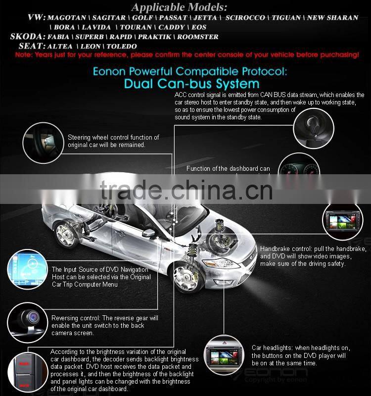 EONON D5153Z 8" Digital Touch Screen Car DVD Player with Built-in GPS For Volkswagen/SKODA/SEAT