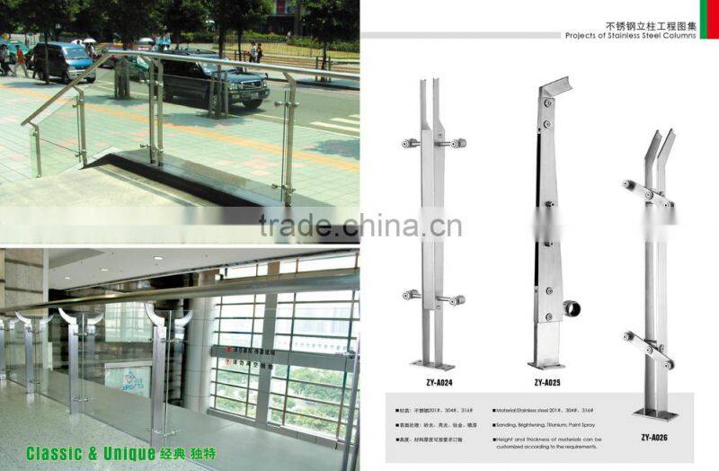 frameless glass railing with 316 stainless steel balcony railing design glass