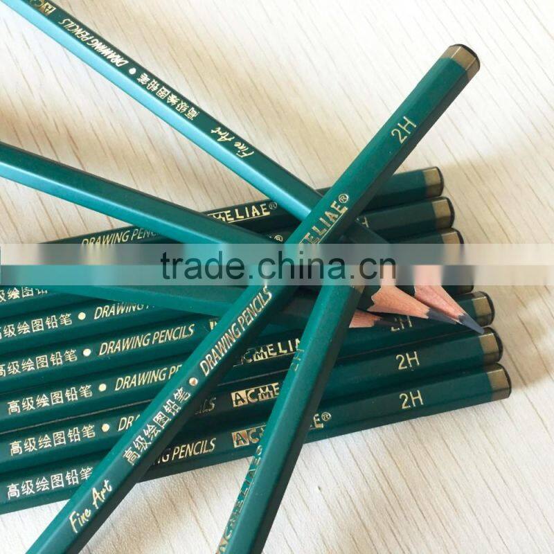 7" hexagonal shape drawing 2H pencil with dipped end, EN71