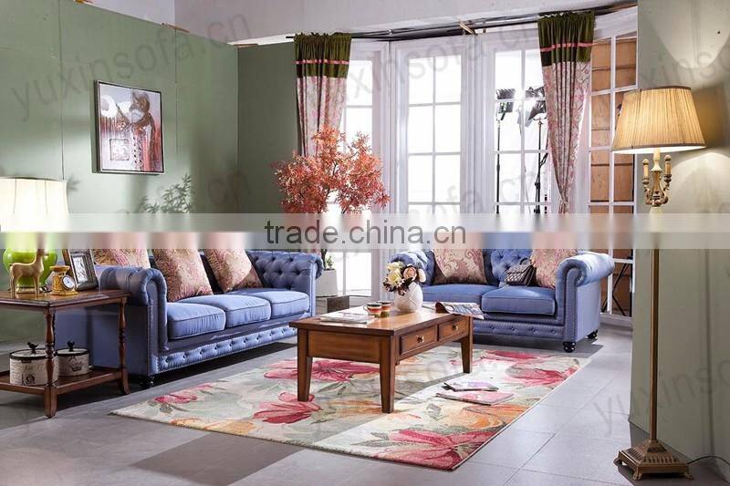 European New Antique Home Furniture Fabric Sofa, Chestfield Sofa Style for Livingroom Furniture from Foshan