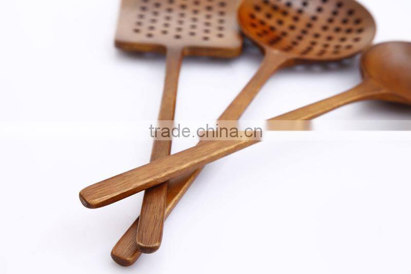 high quality acacia wood utensil set with wooden holder