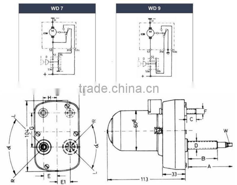 319DE / 319IT 12V Tractor Winshield Wiper Motor , Auto Wiper Motor