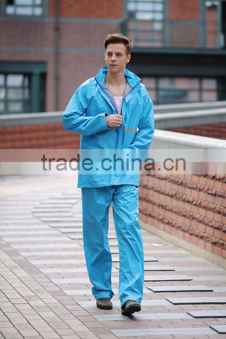 2016 Custom One Piece Rain Suits with reflective strip Reflective Safety Rain Coverall