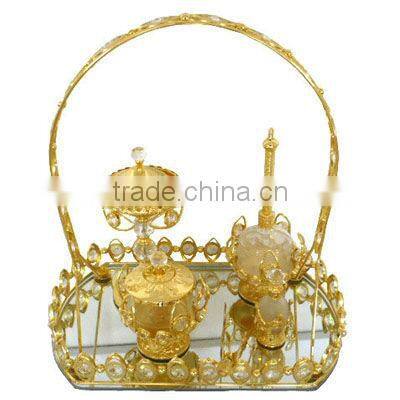 2016 latest fancy dinnerware sets with decorative mirror base