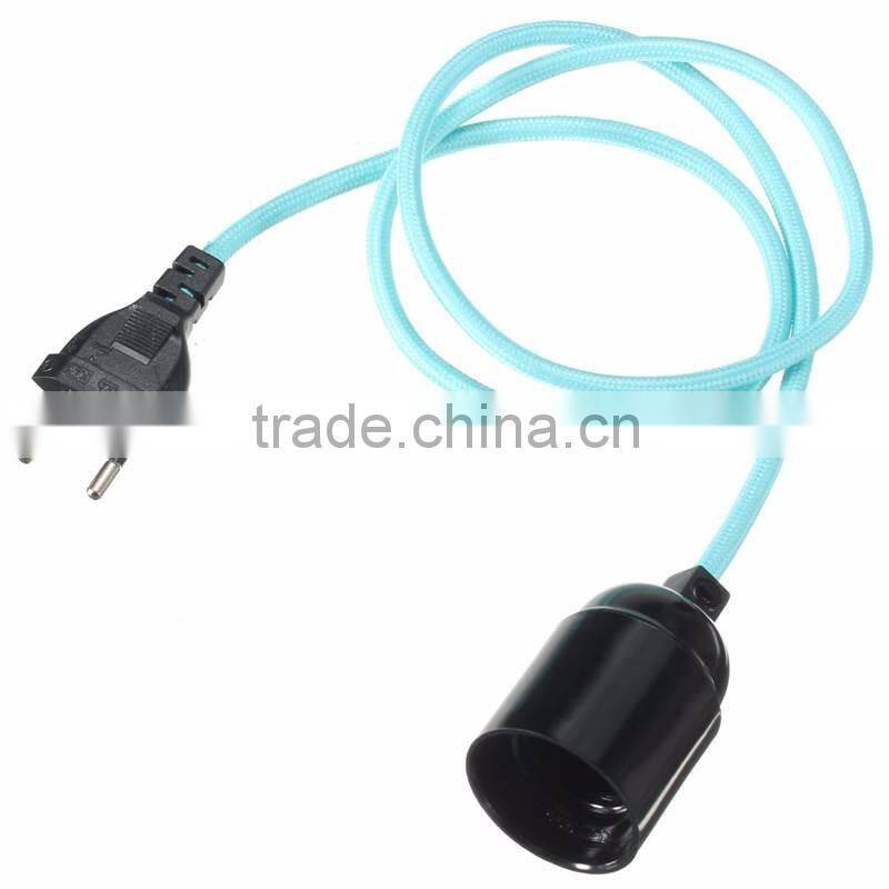 E26 E27 Fabric Cable Edison Pendant Lamp Retro Vintage Industrial Filament Light Bulb Holder Socket Base EU Plug