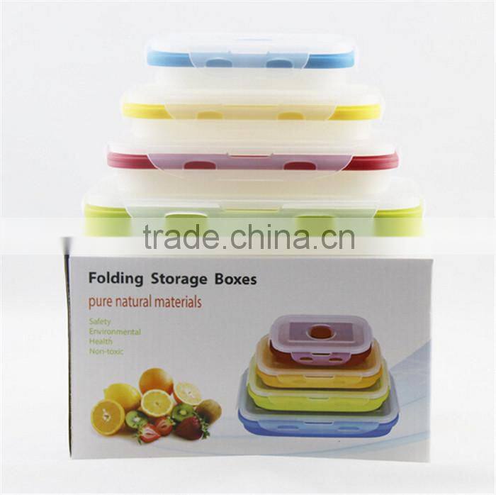 Silicone Collapsible Food Storage Containers - Folding Food Storage 4 Different Sizes Lunch box