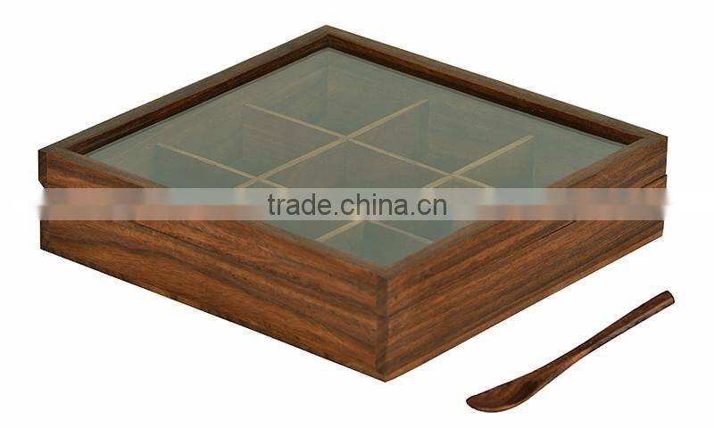 2016 wholesale handmade new design cheap wooden spice box for kitchen storage