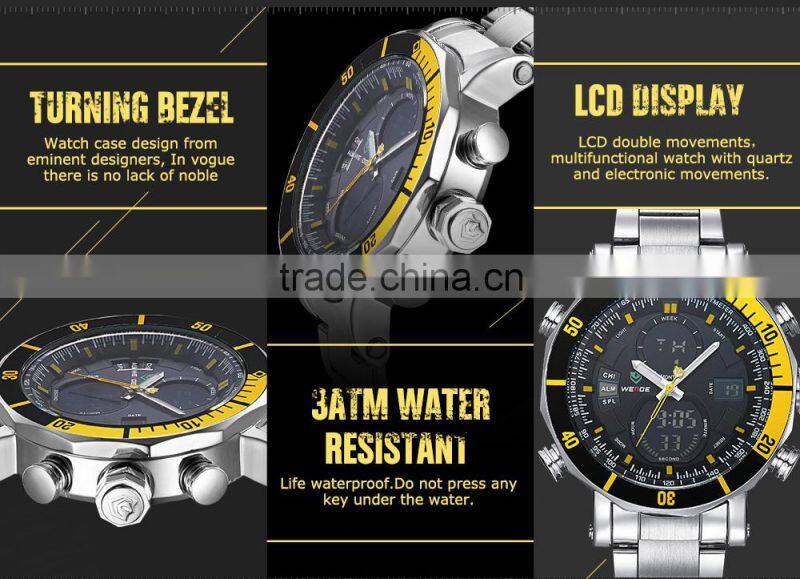 New Brand Weide Watch Men 2016 Sports Military Watches Made In China Stainless Steel Quartz Wrist Watch